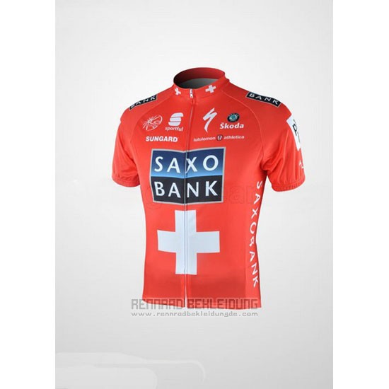 2010 Fahrradbekleidung Saxo Bank Champion Schweiz Trikot Kurzarm und Tragerhose